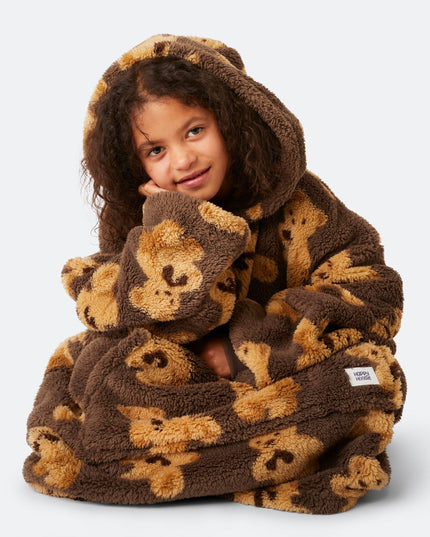 Sweat à capuche HappyHoodie en peluche foncée pour enfants | Vêtements d'intérieur confortables pour enfants