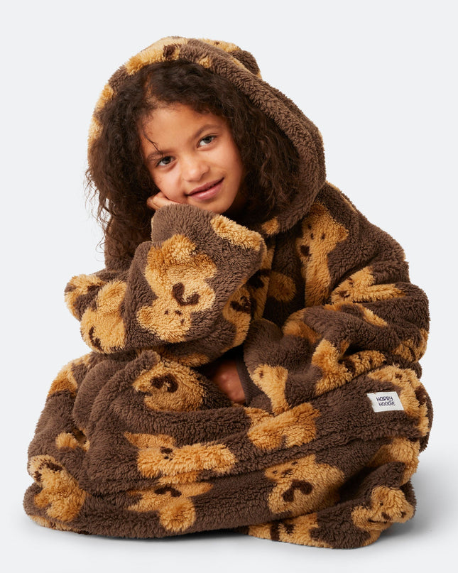 Sweat à capuche HappyHoodie en peluche foncée pour enfants | Vêtements d'intérieur confortables pour enfants