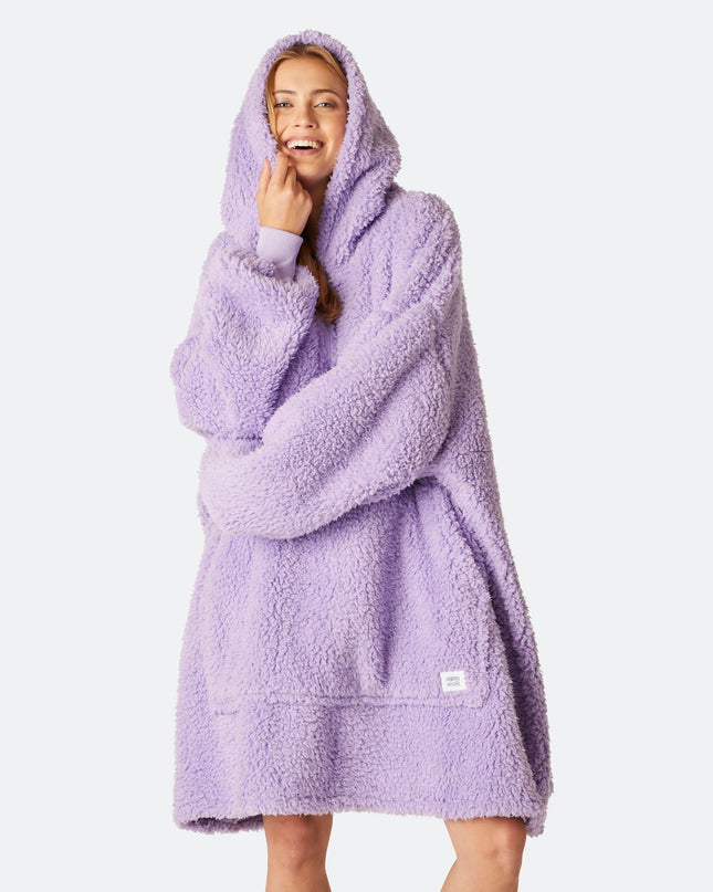 Sweat à capuche HappyHoodie violet en sherpa pour adultes - Confort et style