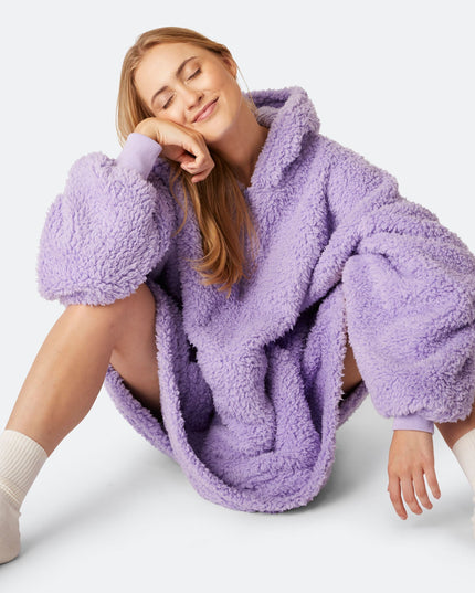 Sweat à capuche HappyHoodie en sherpa violet