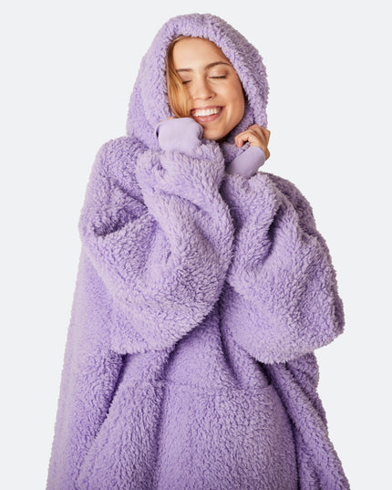 Sweat à capuche HappyHoodie violet en sherpa pour adultes - Confort et style