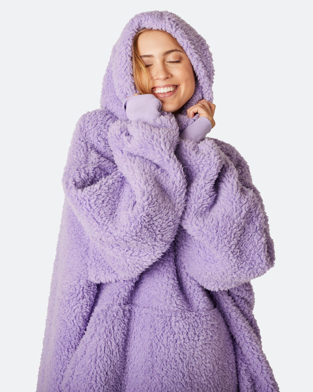 Sweat à capuche HappyHoodie violet en sherpa pour adultes - Confort et style