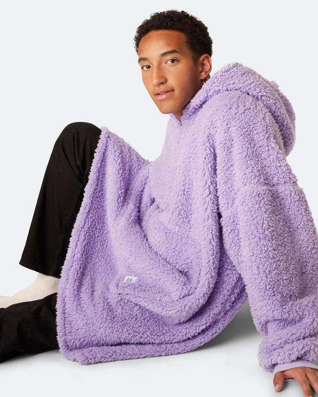 Sweat à capuche HappyHoodie en sherpa violet