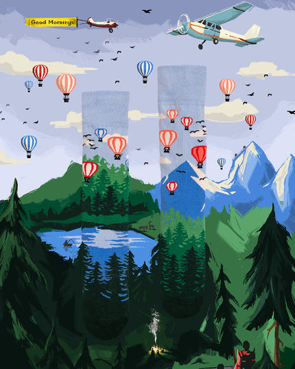 Many Mornings Zokni - Chaussettes amusantes avec ballons d'aventure pour tous les âges