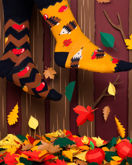 Many Mornings Zokni - Chaussettes amusantes hérisson pomme pour tous les âges