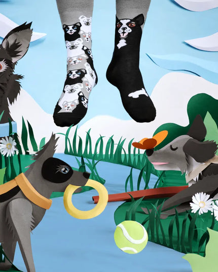 Chaussettes Many Mornings - Motif Chien Noir | Mots-clés : Chaussettes de Noël