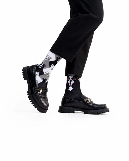 Chaussettes Many Mornings - Motif Chien Noir | Mots-clés : Chaussettes de Noël