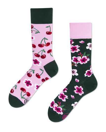 Many Mornings Zokni - Chaussettes fantaisie à fleurs de cerisier pour tous les âges