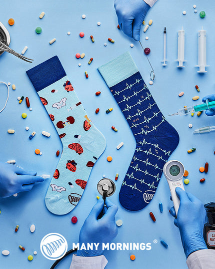 Many Mornings Zokni - Chaussettes amusantes Dr Sock pour tous les âges