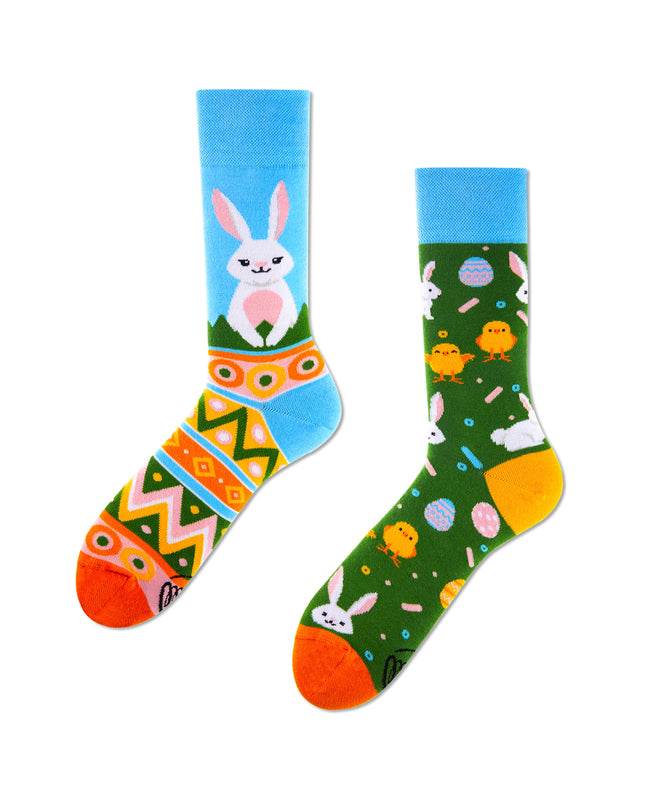 Many Mornings Zokni - Chaussettes amusantes avec le lapin de Pâques pour tous les âges