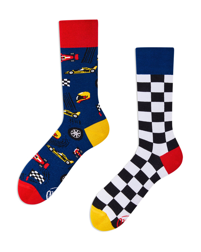 Many Mornings Zokni - Chaussettes de course de Formule 1 amusantes pour tous