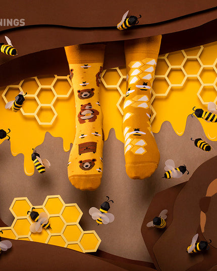 Many Mornings Zokni - Chaussettes fantaisie Honey Bear en édition limitée