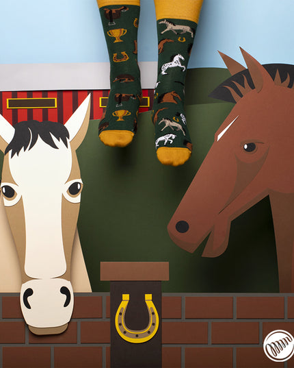 Many Mornings Zokni - Chaussettes amusantes pour les courses hippiques de tous âges