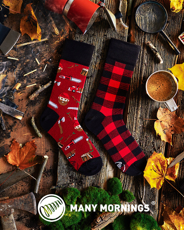 Zokni Many Mornings - Chaussettes amusantes Lumberjack Life pour tous