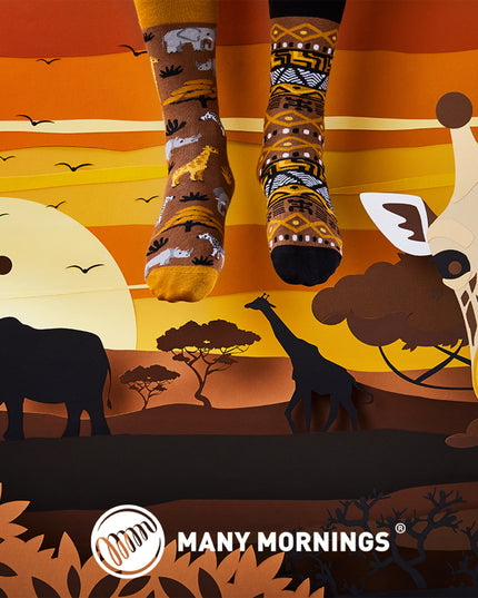 Many Mornings Zokni - Chaussettes amusantes pour un safari, pour tous les âges