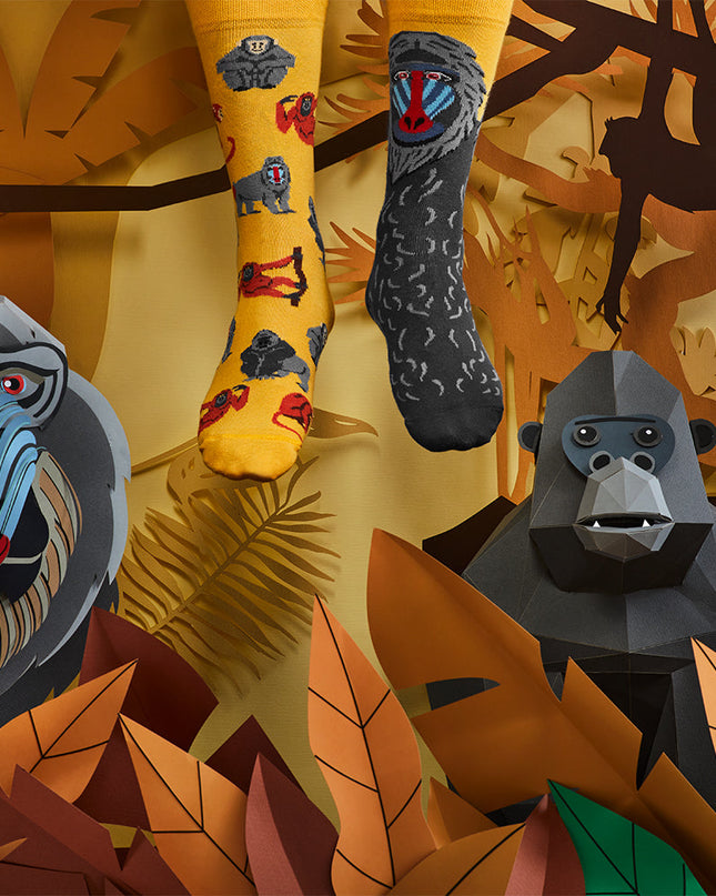 Many Mornings Zokni - Chaussettes amusantes Babouin pour enfants et adultes