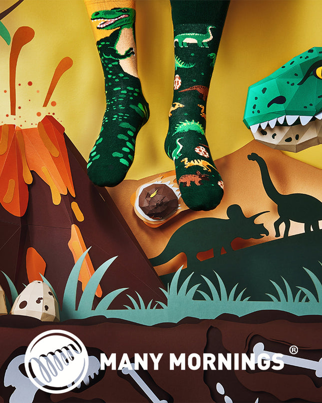 Many Mornings Zokni - Chaussettes amusantes sur le thème des dinosaures pour tous