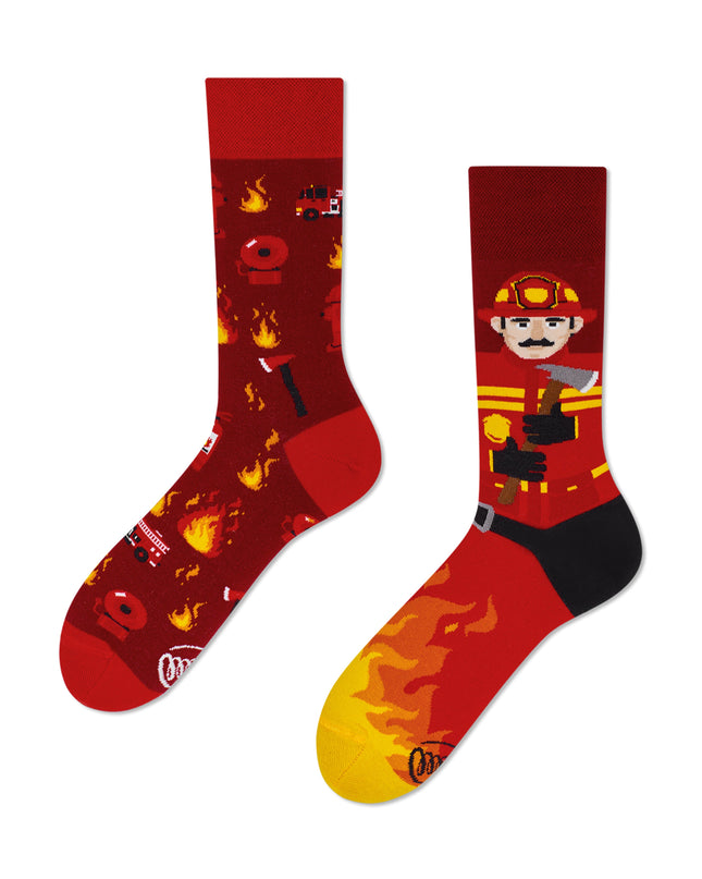 Many Mornings Zokni - Chaussettes amusantes sur le thème des pompiers pour enfants et adultes