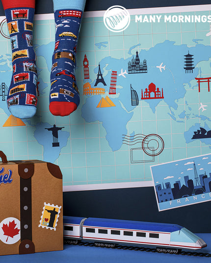 Many Mornings Zokni - Chaussettes amusantes pour tous les voyageurs