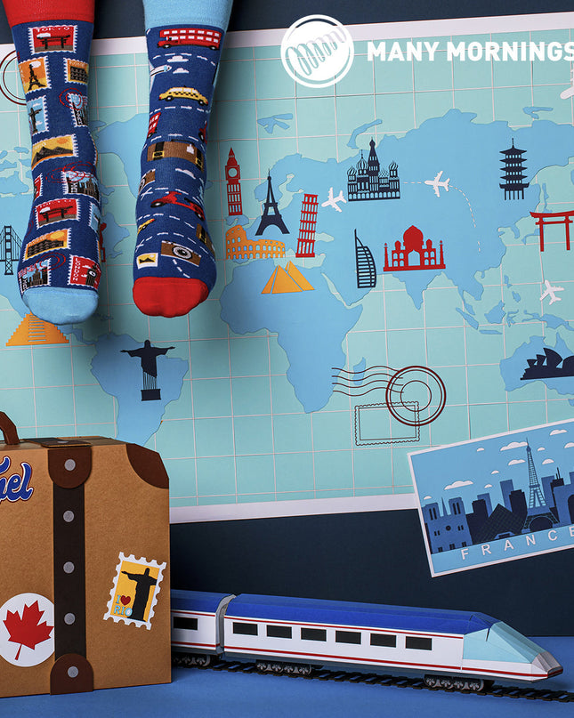 Many Mornings Zokni - Chaussettes amusantes pour tous les voyageurs