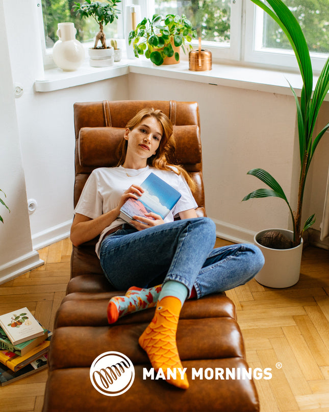 Many Mornings Zokni - Chaussettes amusantes en forme de poisson à souhaits pour tous