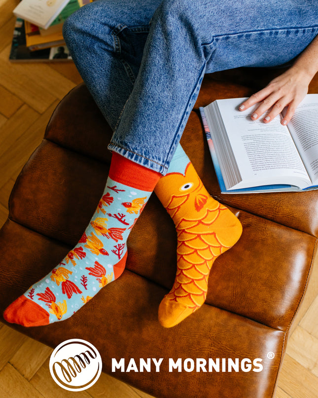 Many Mornings Zokni - Chaussettes amusantes en forme de poisson à souhaits pour tous