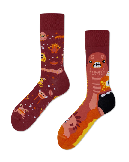 Chaussettes Many Mornings - Monstre jaune | Mots-clés : Chaussettes de Noël