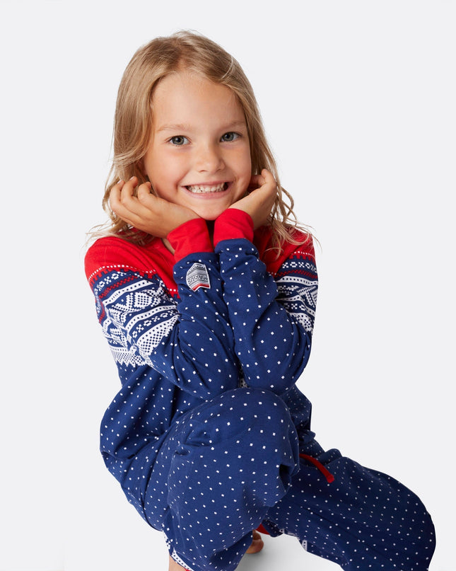 Marius Blå Pysj Familie - Ensemble pyjama de Noël en famille