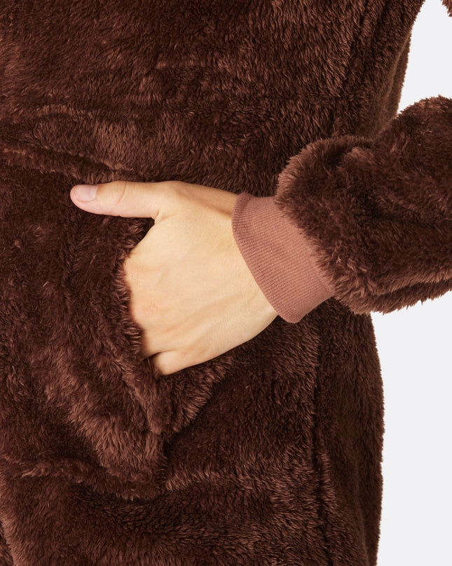 Combinaison pyjama ours en peluche marron pour homme