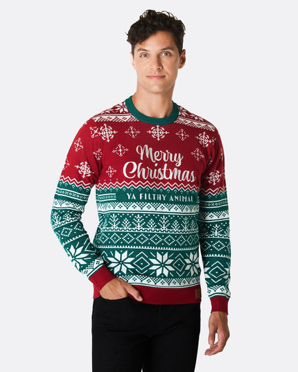 Pull de Noël pour homme à motifs d'animaux sales