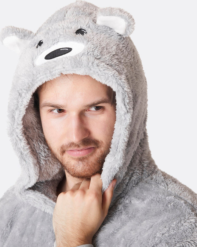 Grenouillère grise pour homme avec un ours en peluche