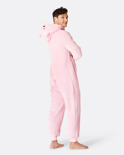Combinaison pyjama ours en peluche rose pour homme