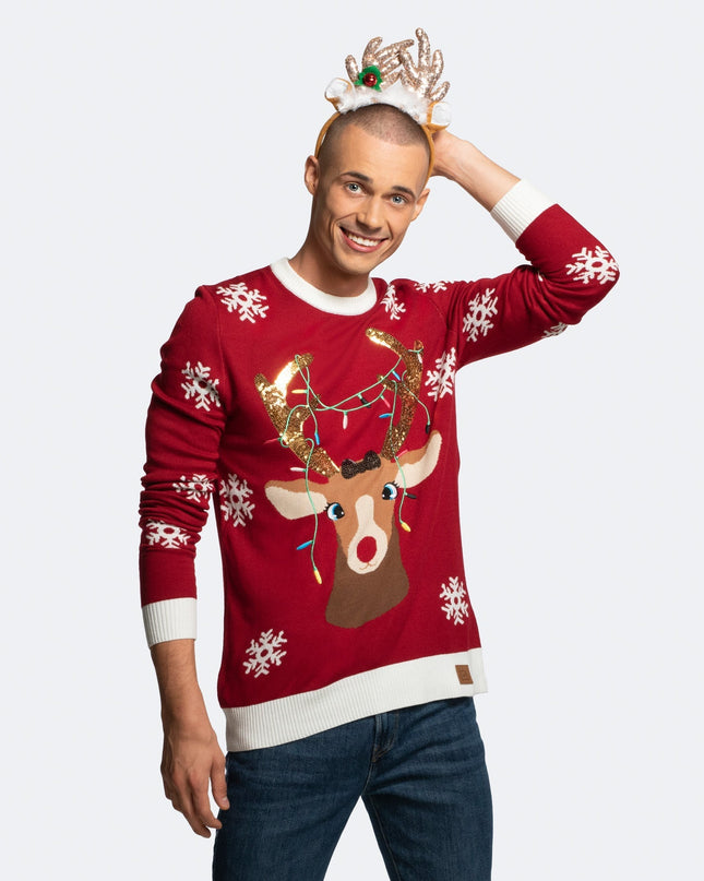 Pull de Noël pour homme avec motif de rennes