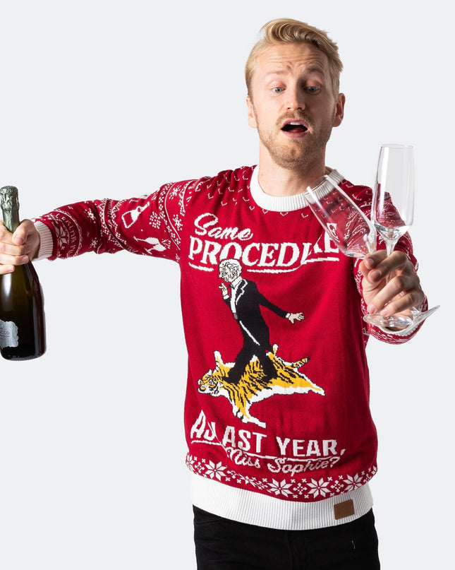 Pull de Noël rouge pour homme, 90e anniversaire