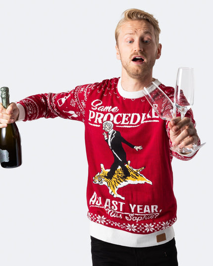 Pull de Noël rouge pour homme, 90e anniversaire