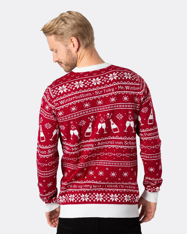 Pull de Noël rouge pour homme, 90e anniversaire