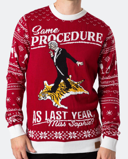 Pull de Noël rouge pour homme, 90e anniversaire