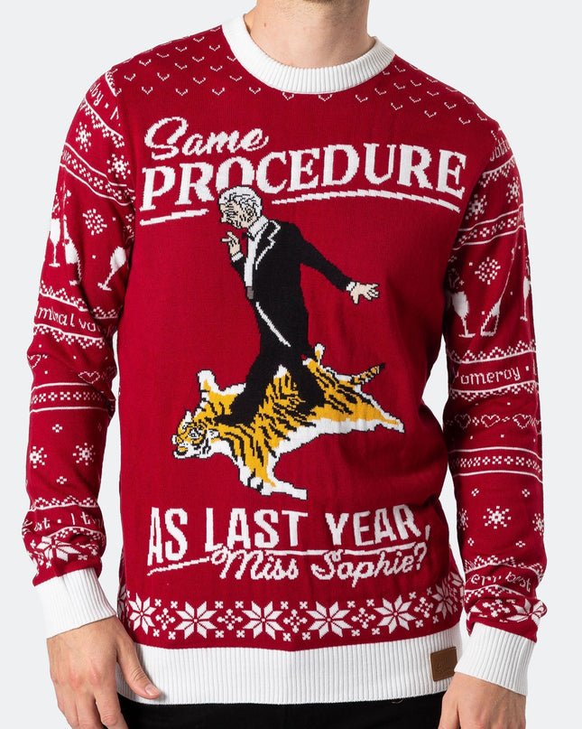 Pull de Noël rouge pour homme, 90e anniversaire