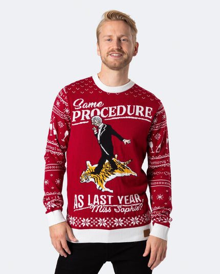 Pull de Noël rouge pour homme, 90e anniversaire