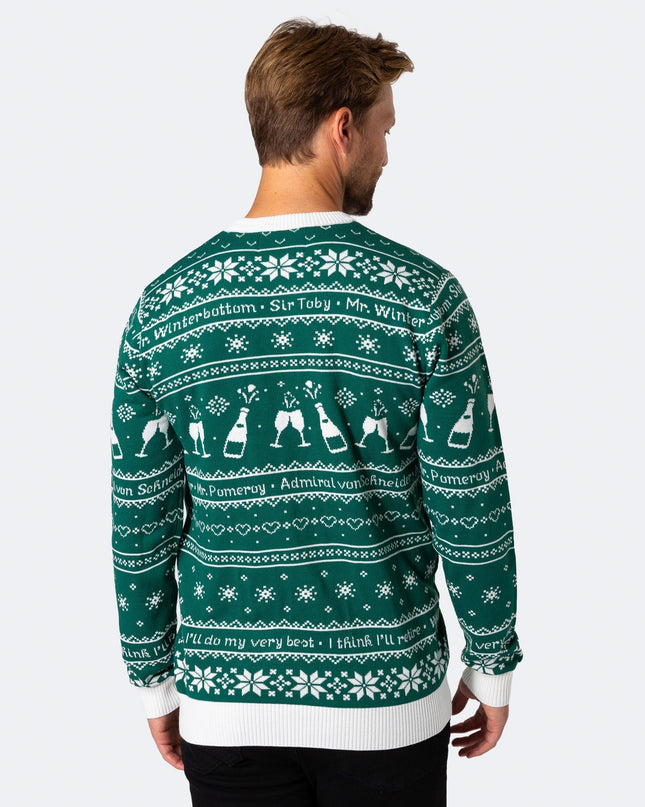 Pull de Noël vert pour homme, 90e anniversaire