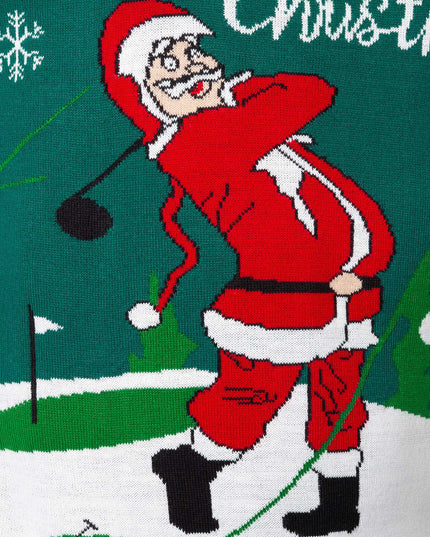 Pull de Noël pour homme avec un motif de golfeur et Père Noël
