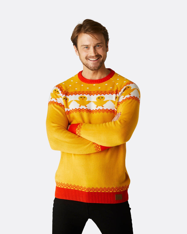 Pull de Pâques jaune pour homme