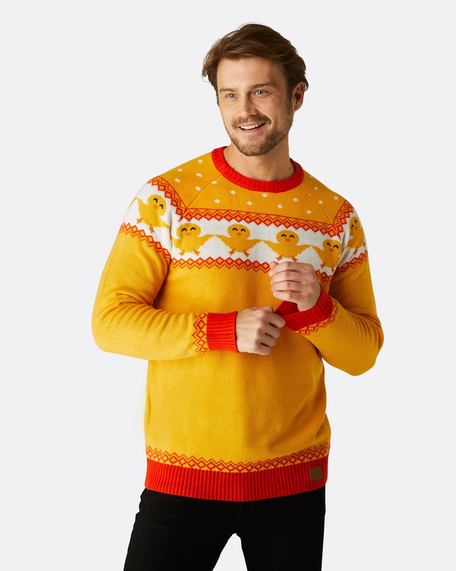 Pull de Pâques jaune pour homme