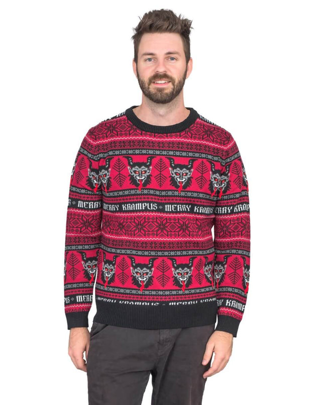 Pull de Noël moche pour adulte avec Krampus