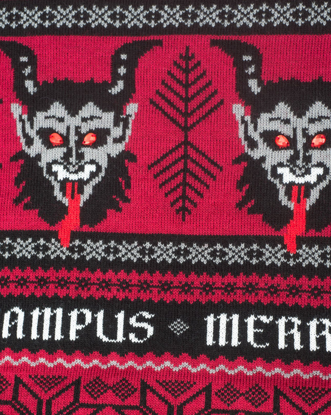Pull de Noël moche pour femme, motif Krampus.