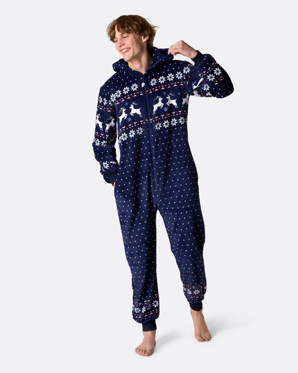 Combinaison de Noël bleue pour homme