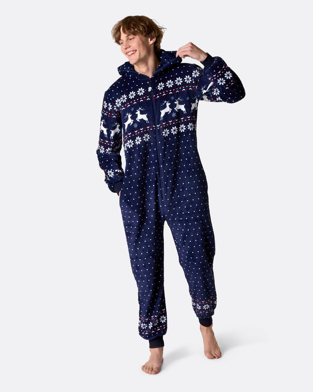 Combinaison de Noël bleue pour homme
