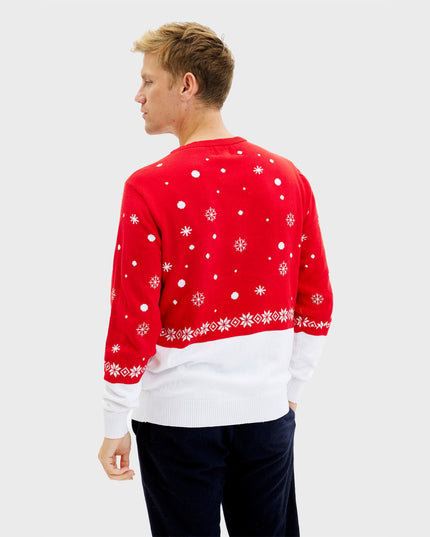 Pull de Noël rouge Rudolph pour homme - Style Fêtes de Famille