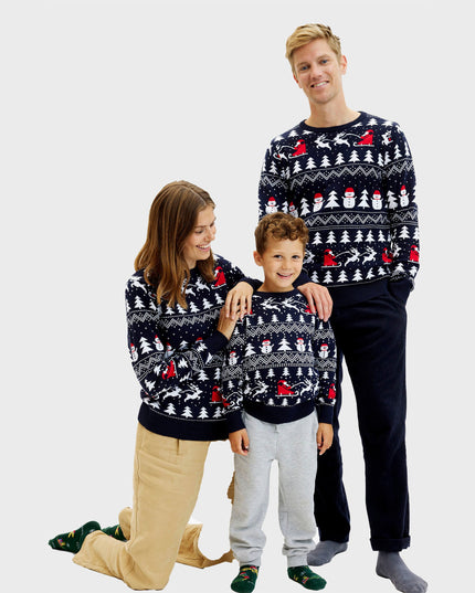 Pull de Noël bleu marine élégant pour enfants