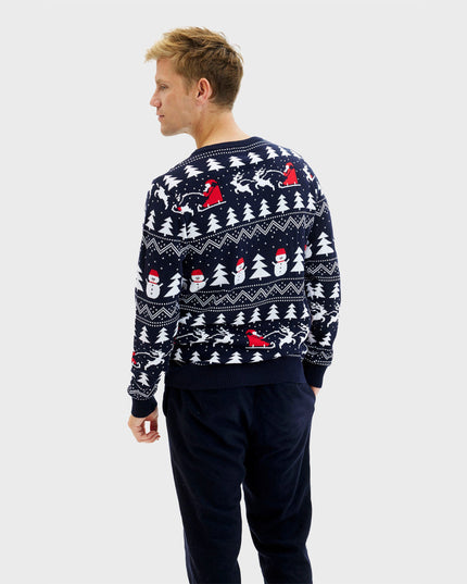 Pull de Noël bleu marine élégant pour homme